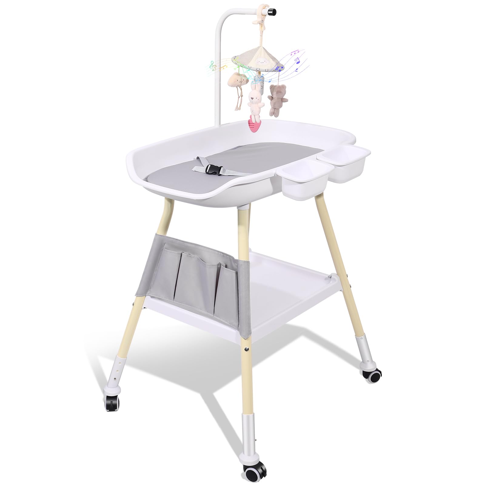Adjustable Height Baby Changing Table with Mobile