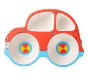 HYOATREA Kids Dinnerware Set, 5 Piece Car Shaped Plate and Bowl Set, Divided Plates with Spoon and Fork, Picky Eater Friendly, Dishwasher Safe, Gift for Toddlers