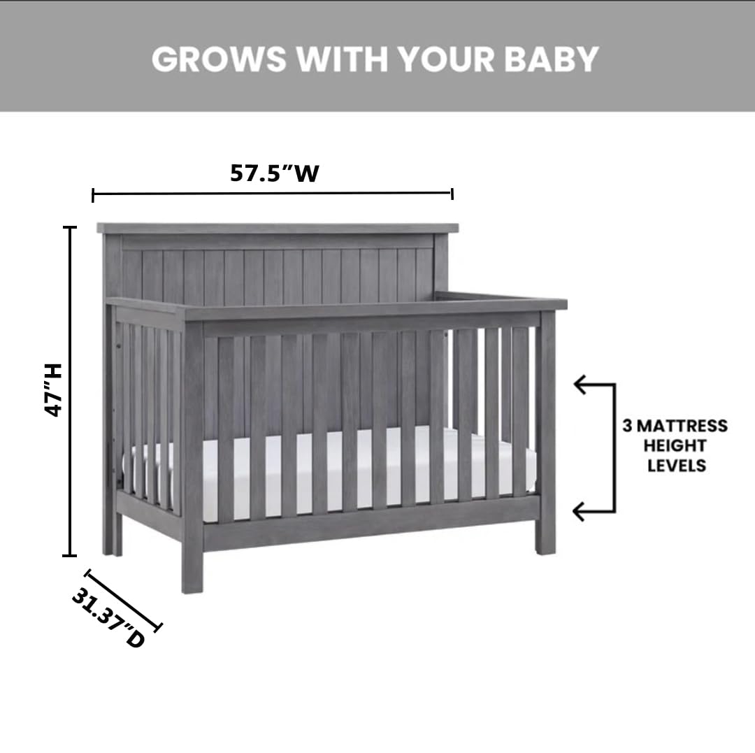 Everlee 4-in-1 Convertible Crib Graystone