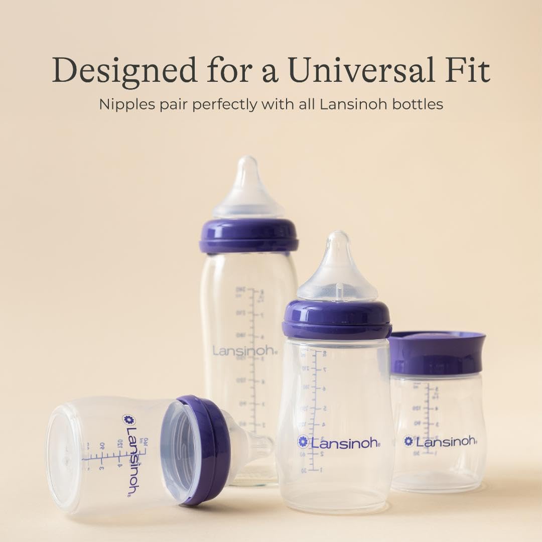 Anti-Colic Baby Bottles for Breastfeeding Babies, 8 Ounces, 4 Count, Includes