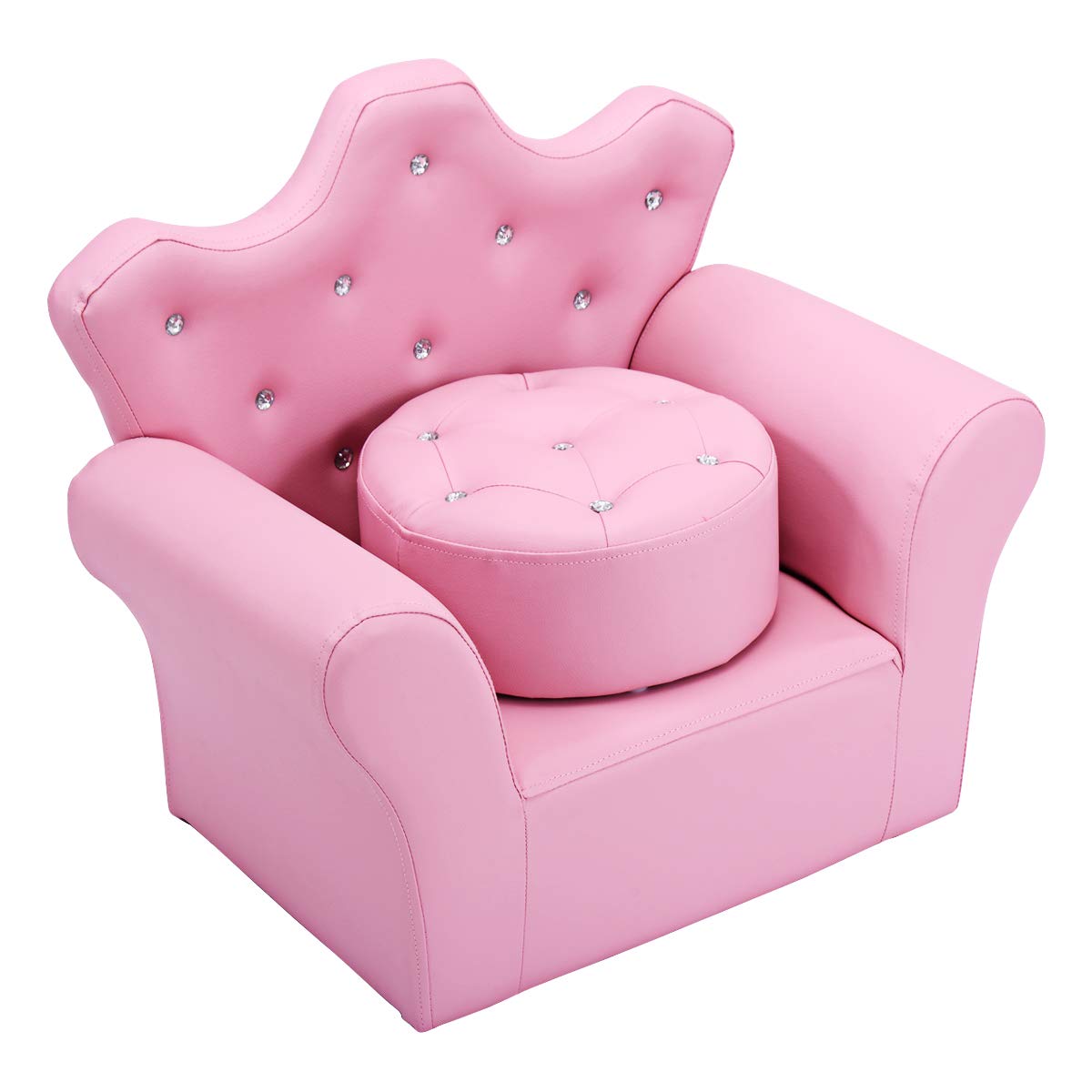 Kids Sofa, Children Upholstered Sofa with Ottoman, Princess Sofa