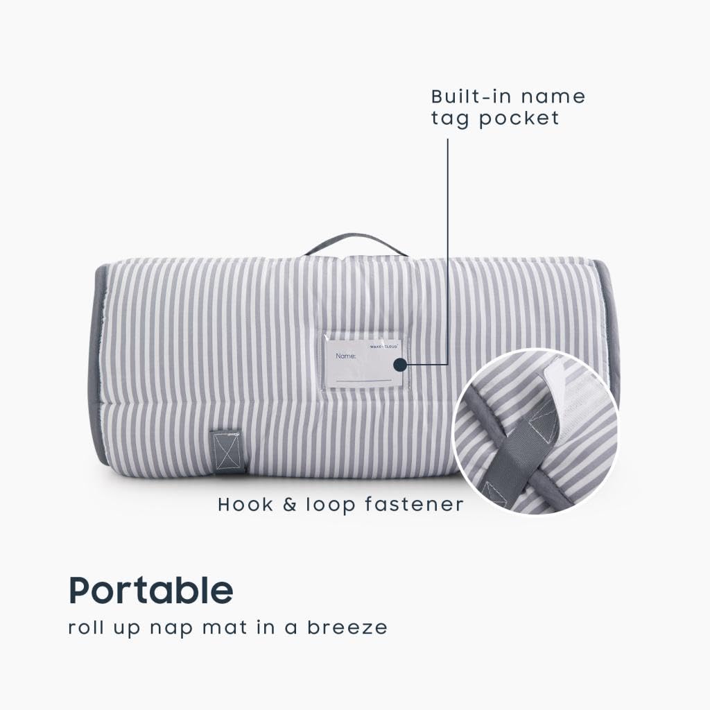 Extra Long Nap Mat with Removable Pillow for Kids Toddler Boys