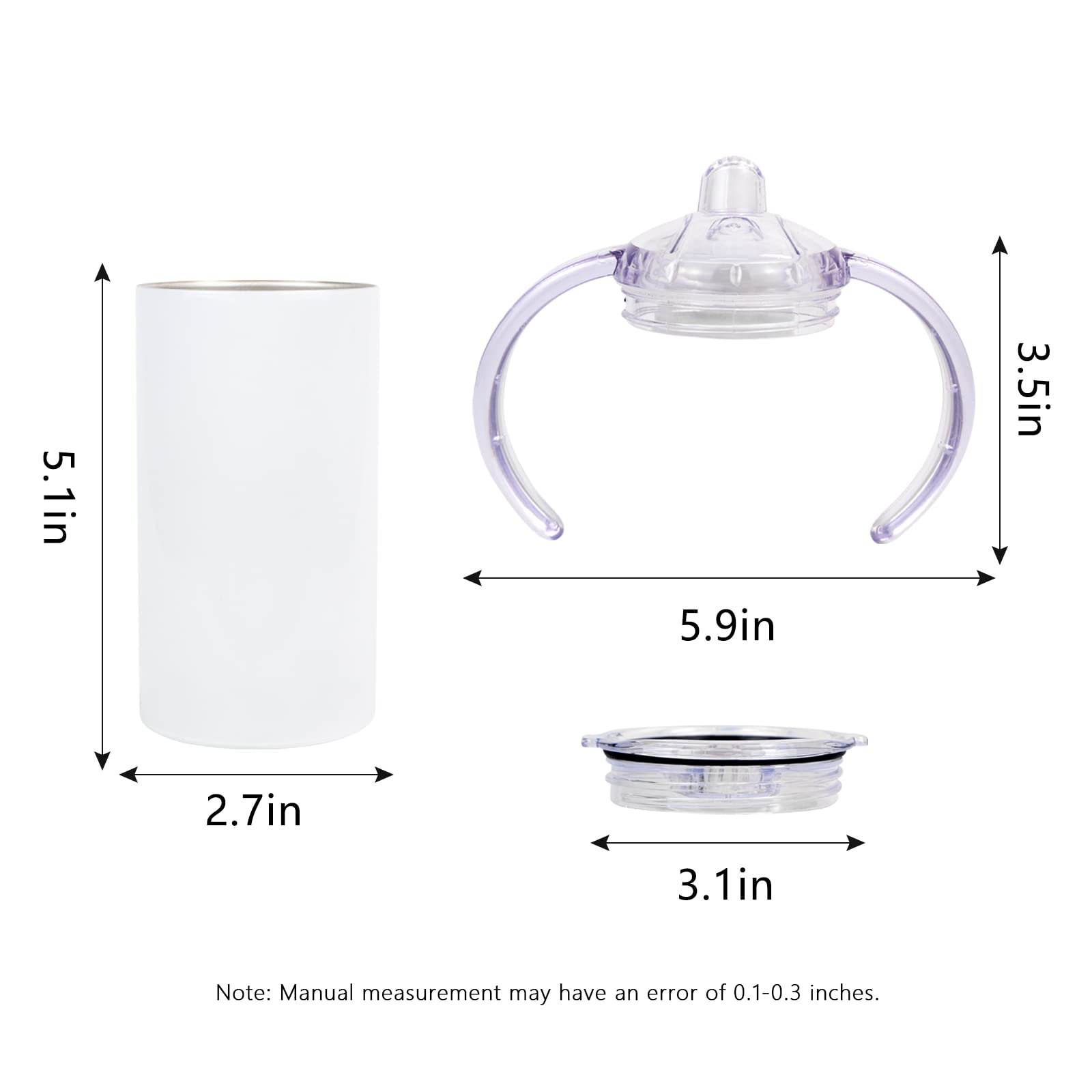 2 Pack Sublimation Blank Sippy Cup Tumblers with Handles Straight