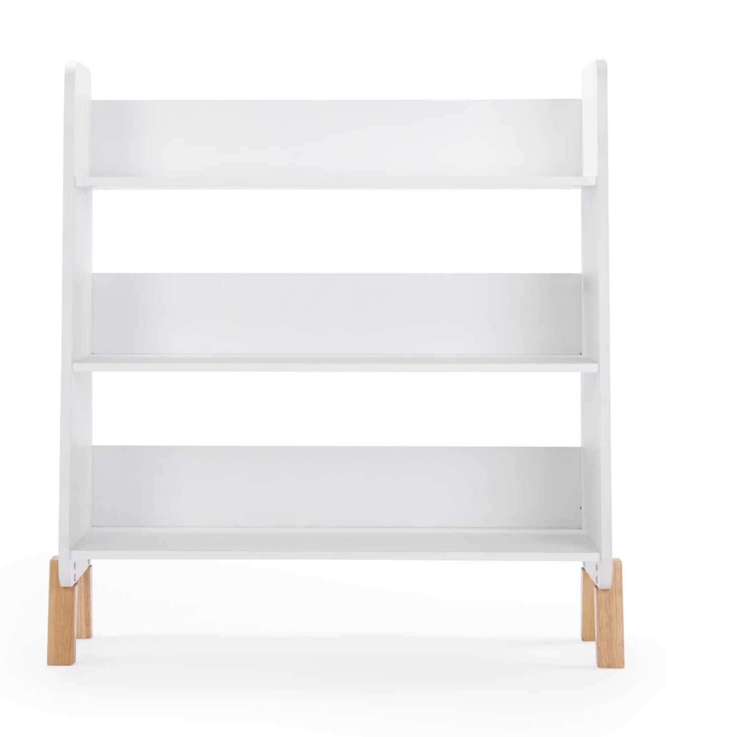 Toddler Bookshelf, 3-Tier 30" Modern Storage Display, White/Natural