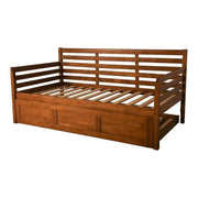 Traditional Wood Twin Daybed with Trundle in Brown-Mattress