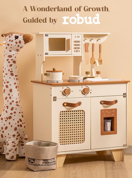 Wooden Play Kitchen Set with Ice Dispenser
