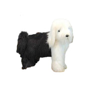 Like-Like Handcrafted Extra Soft Plush White and Black Standing Sheep Dog Stuffed Animal