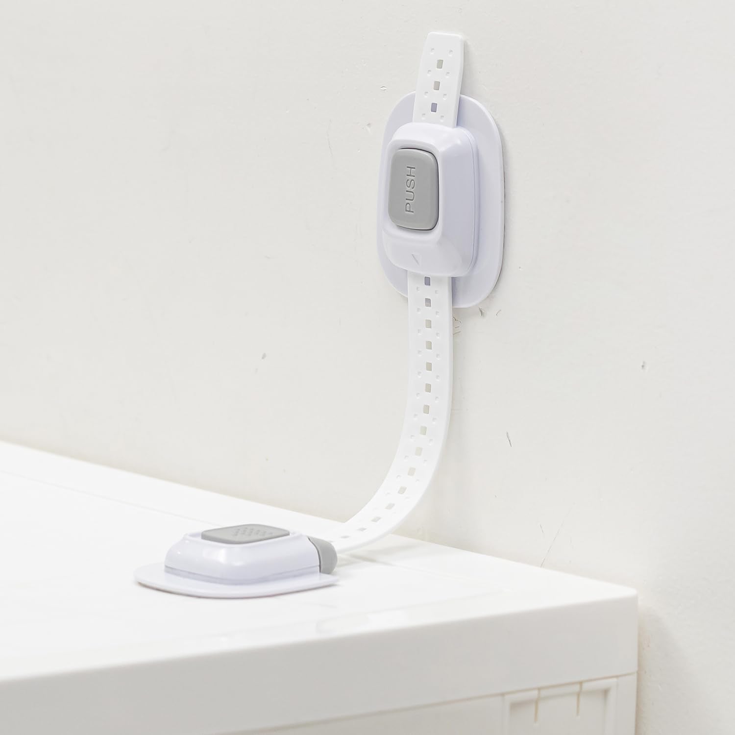 No Drill Anti Tip Furniture Adjustable Straps Wall Anchors for Baby Proofing (Upgraded 4P)