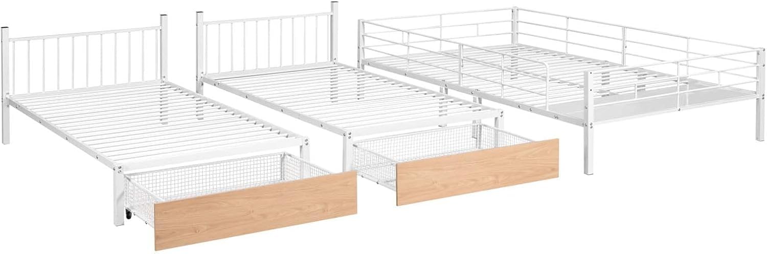 Full Over Twin & Twin Triple Bunk Bed with Storage and Ladder