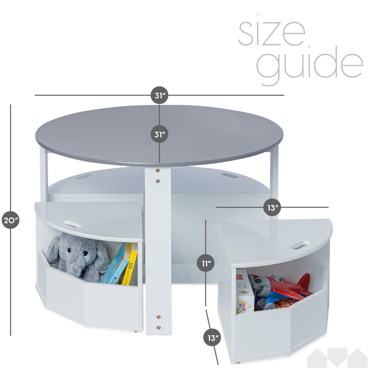Round Kids Activity Table with 4 Storage Stools