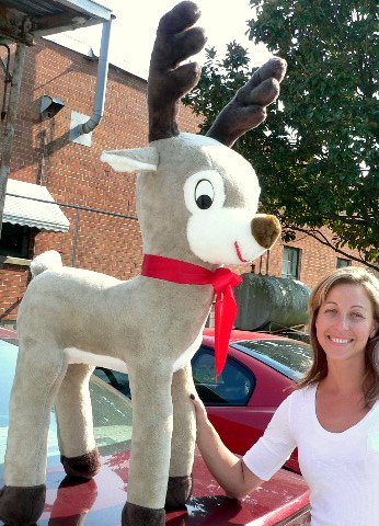 Giant Stuffed Reindeer 4 Feet Tall Large Christmas Plush Animal Display and Life Size