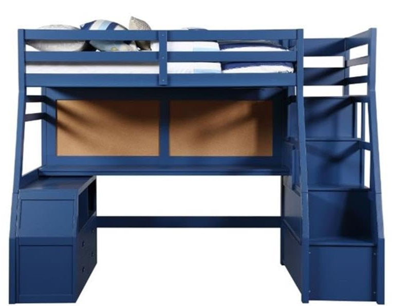 Storage Loft Bed in Navy Blue Finish
