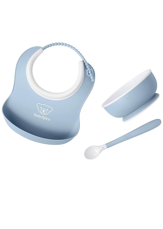 Baby Feeding Set, 3 pcs, Powder Pink | Includes Baby Plate
