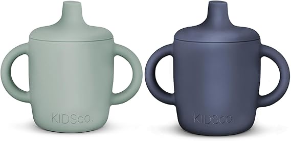 Silicone Sippy Cups with Easy Grip Transition Handles and a Soft Spout