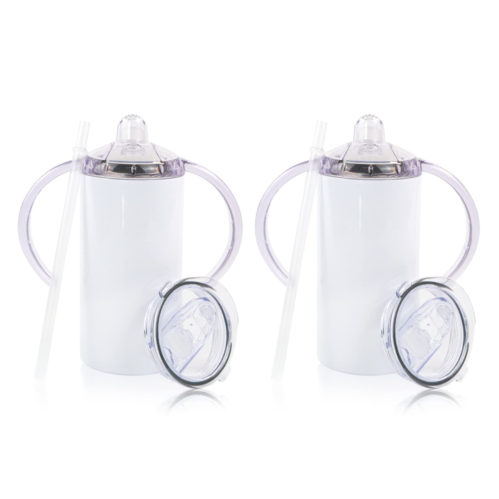 2 Pack Sublimation Blank Sippy Cup Tumblers with Handles Straight