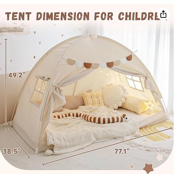 Twin Size Bed Canopy Bed Tents Dream Tent on Bed Privacy Space Blackout Sleeping Tents Indoor Breathable Portable Cottage Drafty Room Floor Bed Tents