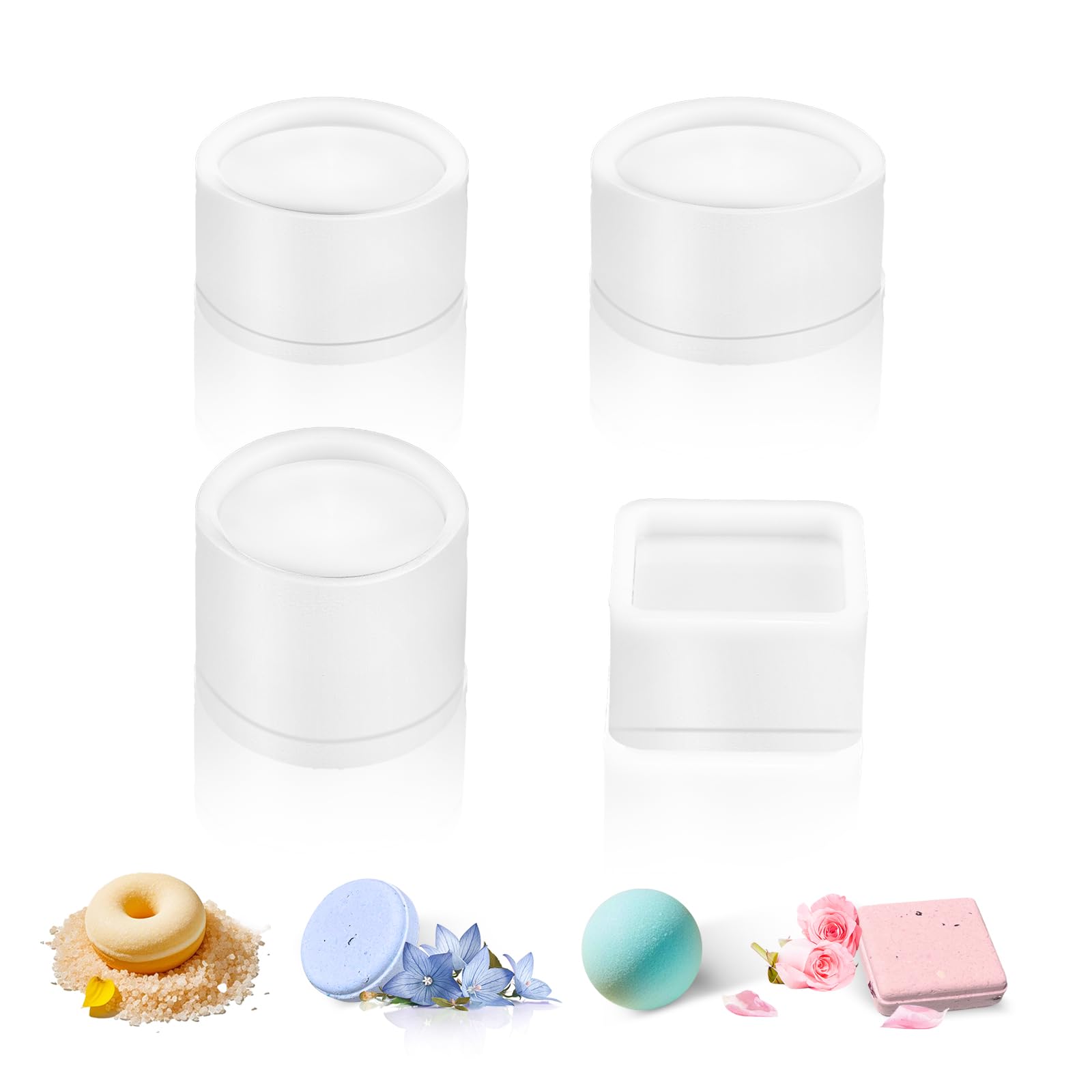 4PCS Bath Bomb Molds-Ball/Block/Tablet/Donut Shape