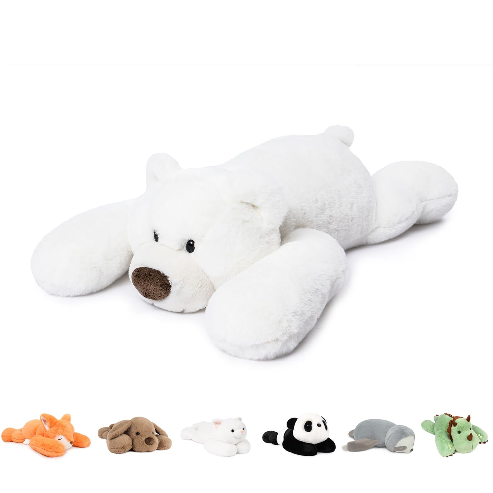 20" | 3.3 Pound Polar Bear Weighted Stuffed Animals, Large White Bear Plush Toy Pillow