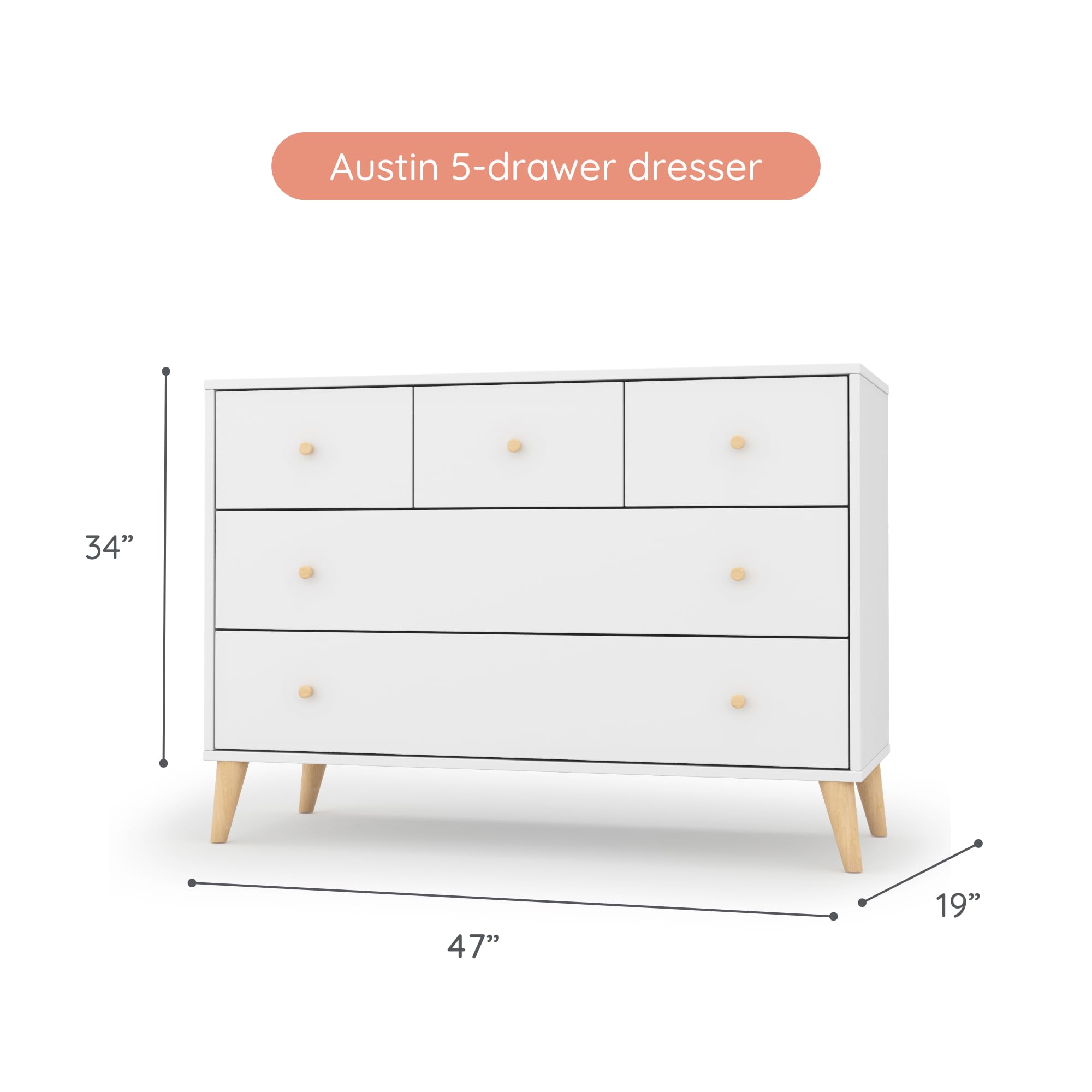 Austin 5-Drawer Dresser for Nursery and Bedroom