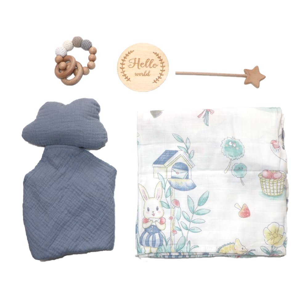 Newborn Baby Gift Box | Educational Teething Toy & Soothing Crochet Rattle