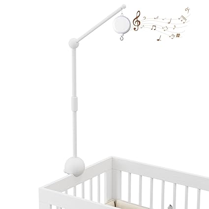 Crib Mobile Arm with Music Box,32.5 Inch Crib Mobile Stand,Wooden Mobile Arm for Crib (2 Modes,360°Adjustable,100% Beech Wood) Baby Crib Mobile for Boy and Girl
