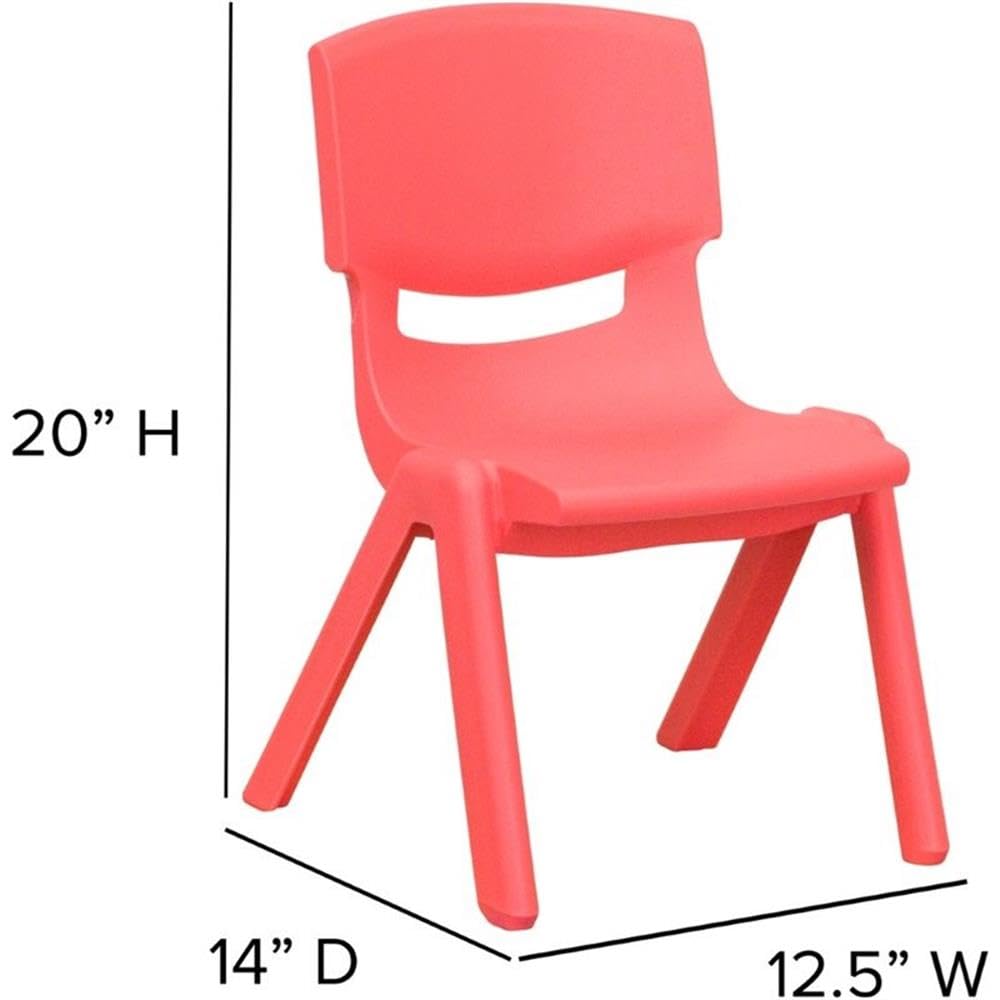 Stackable Preschool Chair Set - 10.5 Inch Seat Height - Red Plastic - Set of 4