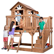 Scenic Heights Elevated Cedar Wooden Kids Playhouse with Play Kitchen