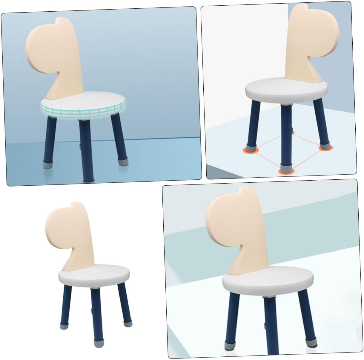 Plastic Children's Chair with Backrest Stable and Anti-Fall Design for Toddlers