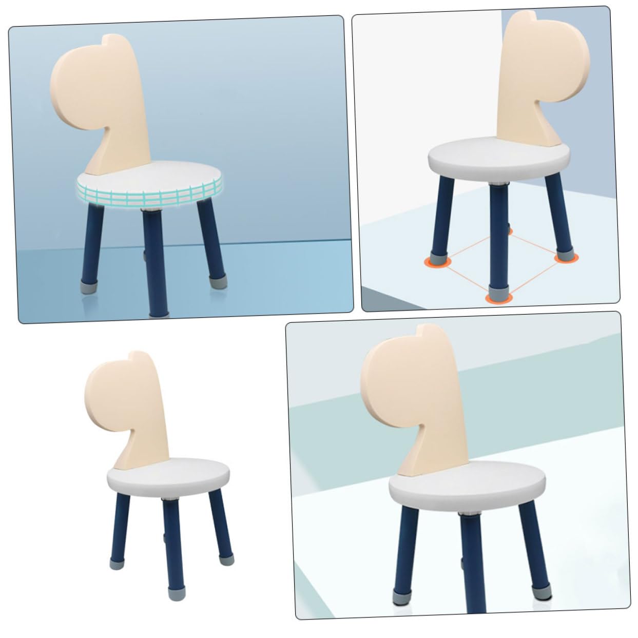 Plastic Children's Chair with Backrest Stable and Anti-Fall Design for Toddlers