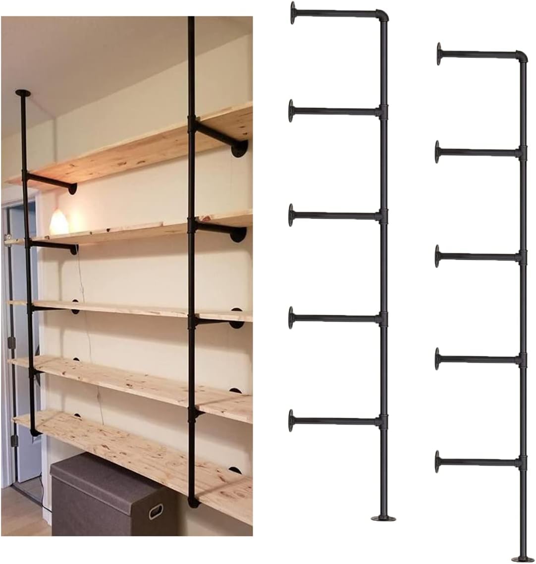 Wall Mount Iron Pipe Shelf Shelves Shelving Bracket Black