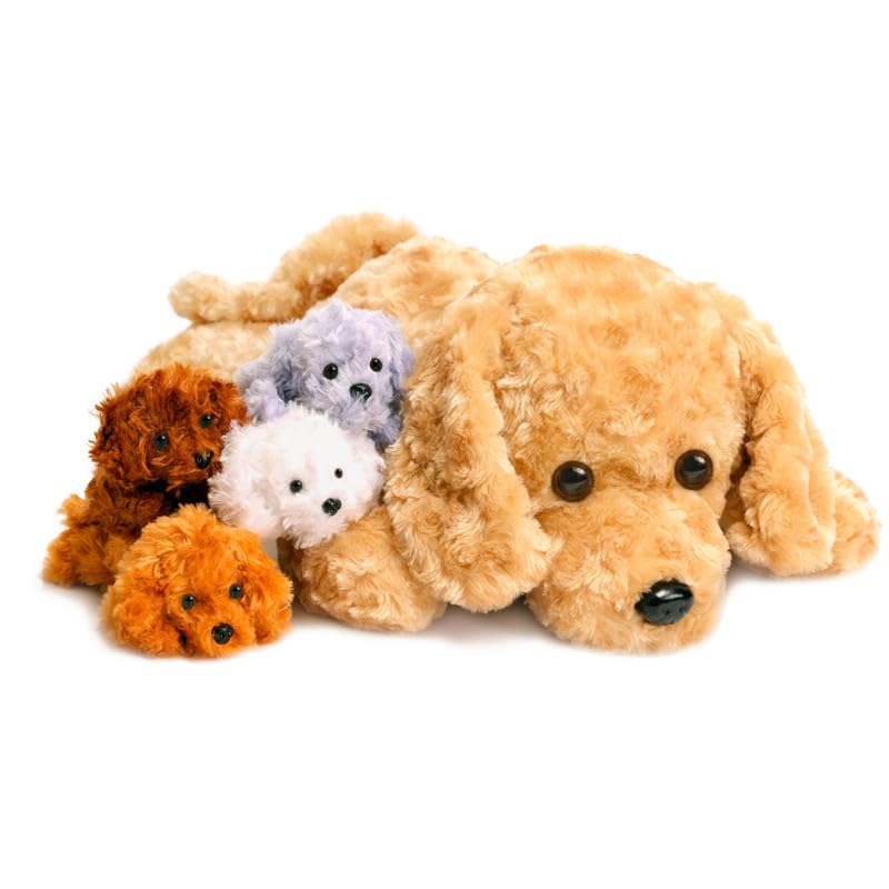 5 Pieces Dog Stuffed Animals for Girls,1 Mommy Dog with 4 Babies