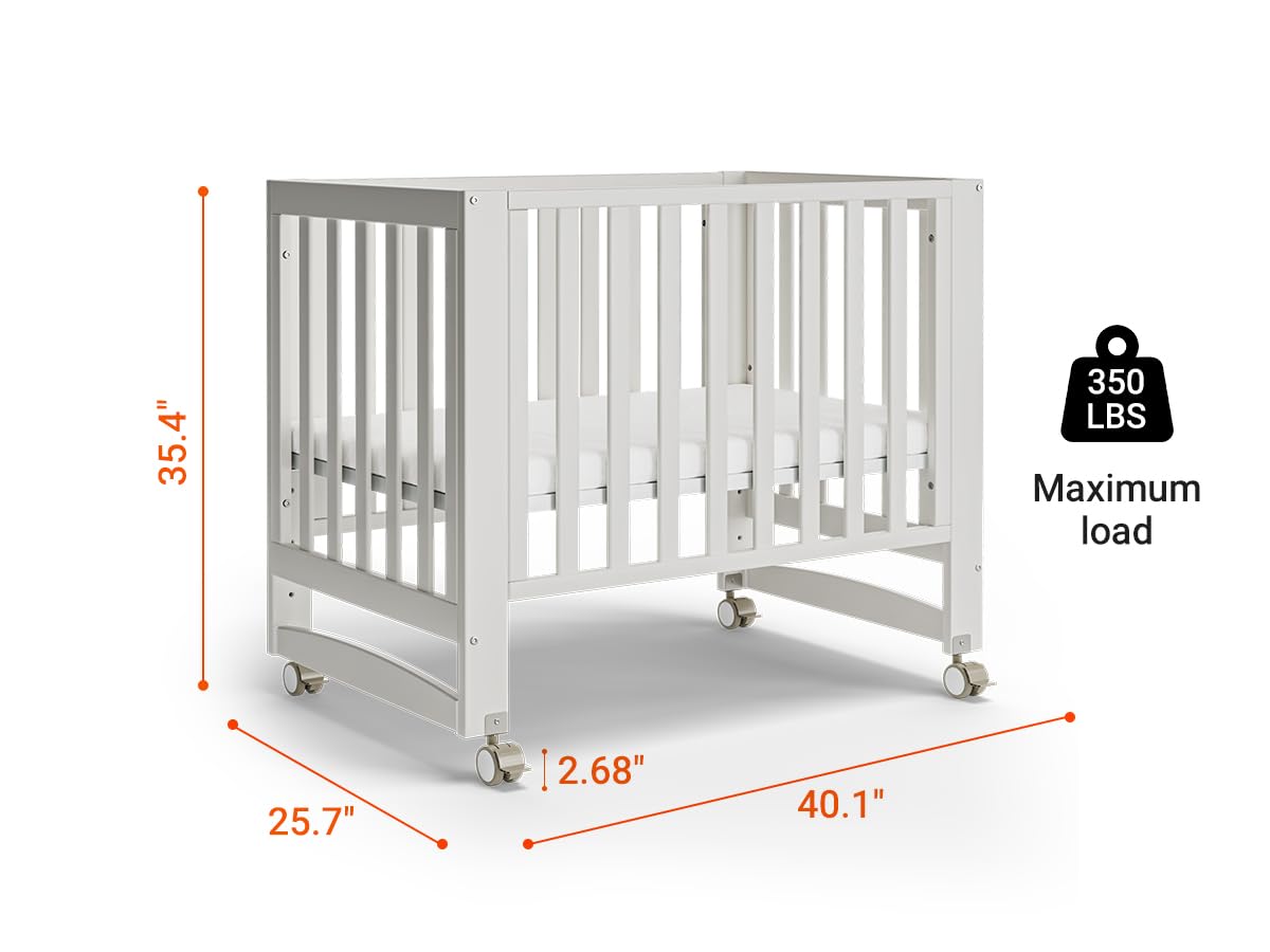 6-in-1 Convertible Baby Crib with Wheels