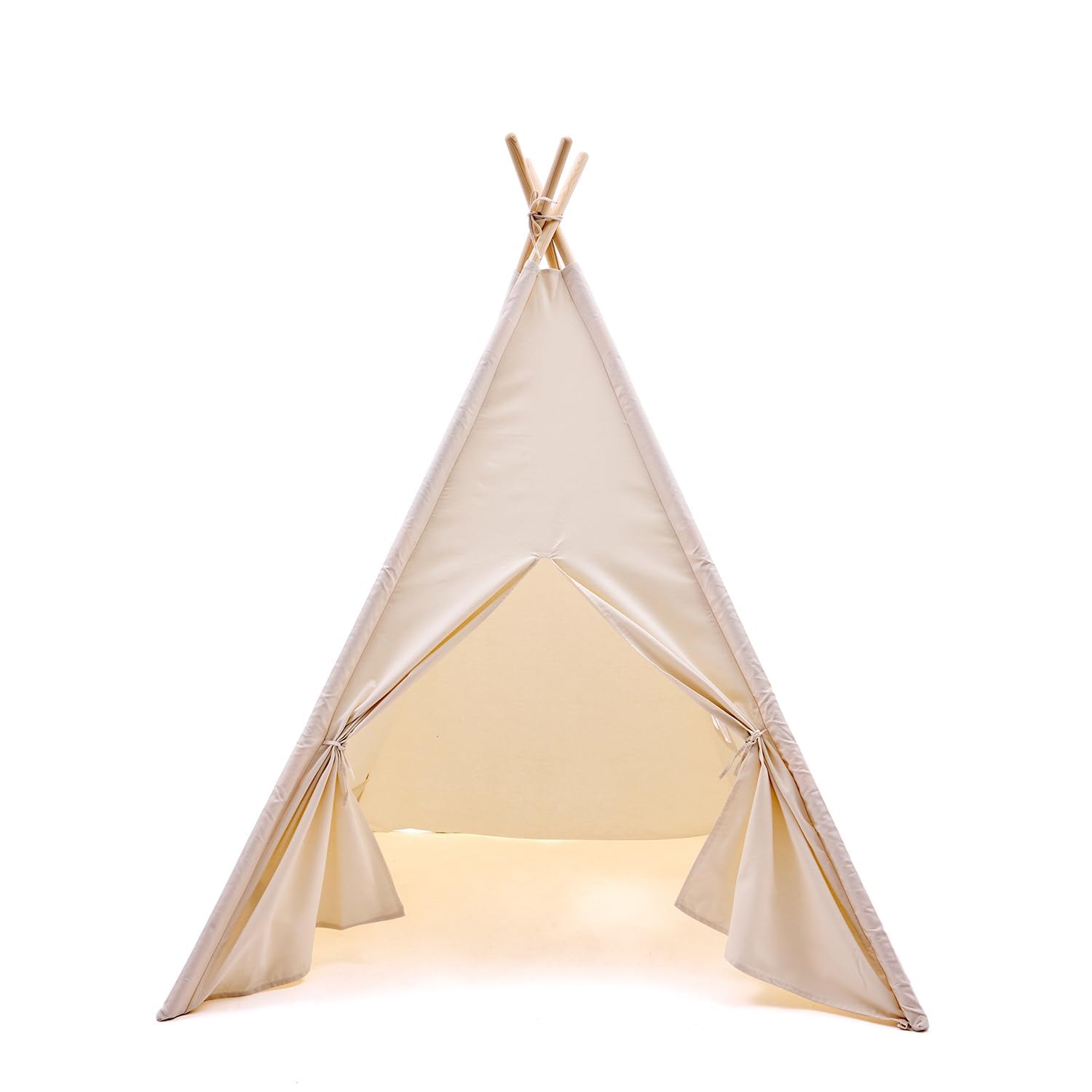 Teepee Tent with Carry Bag 43 x 43 x 63 Inch, Natural Cotton Canvas