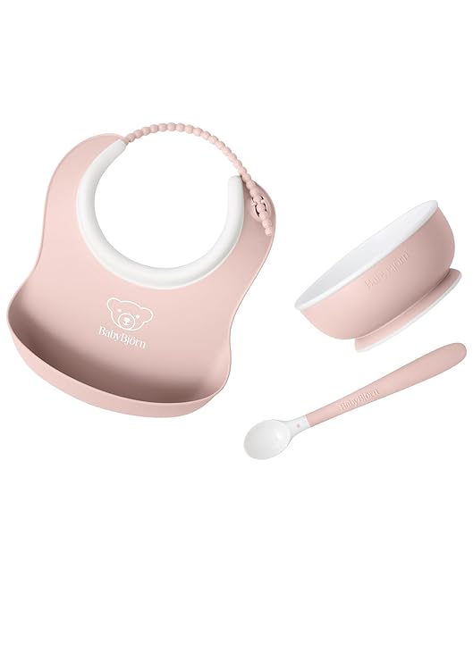 Baby Feeding Set, 3 pcs, Powder Green | Includes Baby Plate