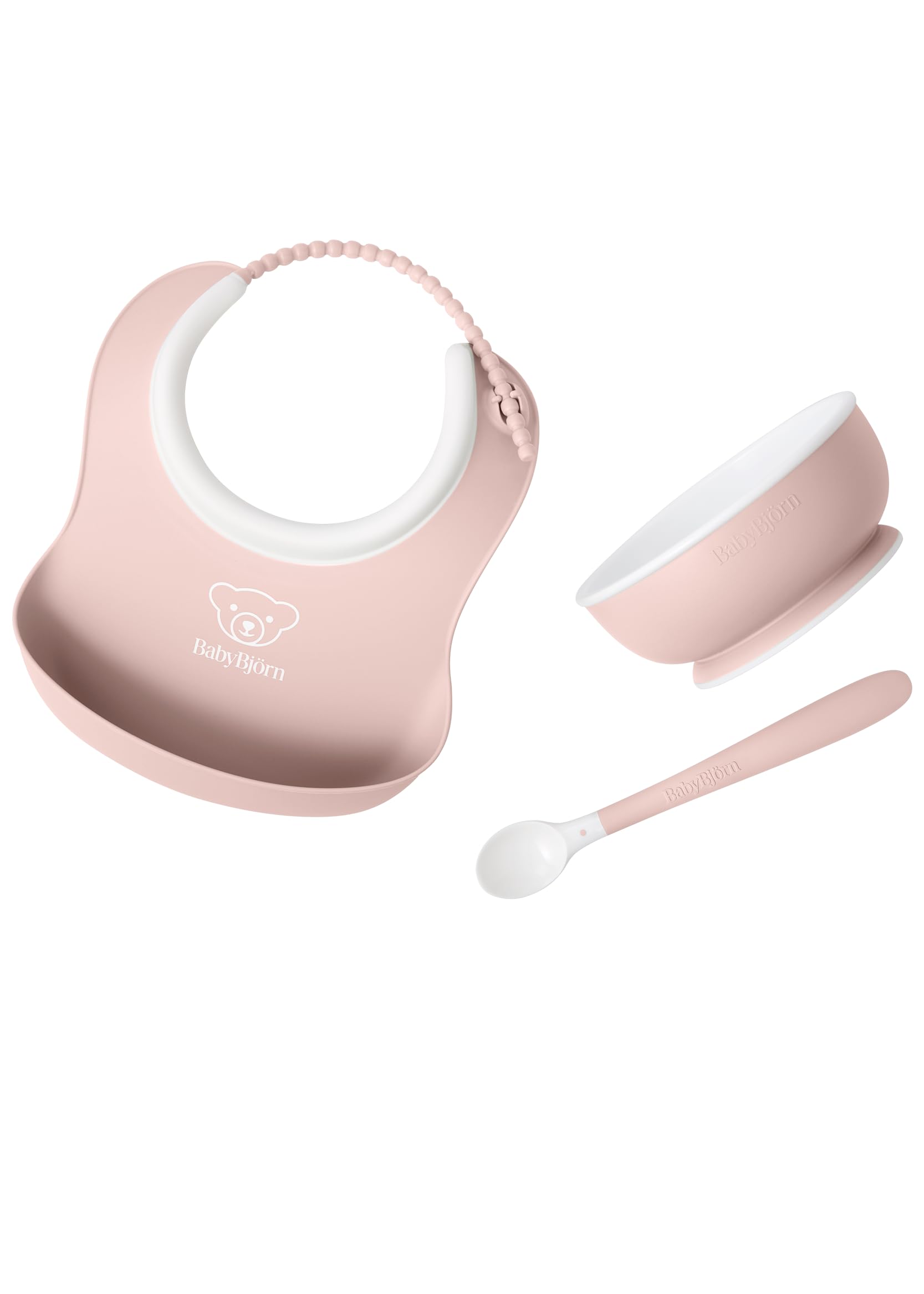 Baby Feeding Set, 3 pcs, Powder Pink | Includes Baby Plate