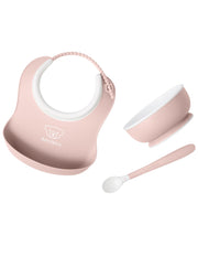 Baby Feeding Set, 3 pcs, Powder Pink | Includes Baby Plate