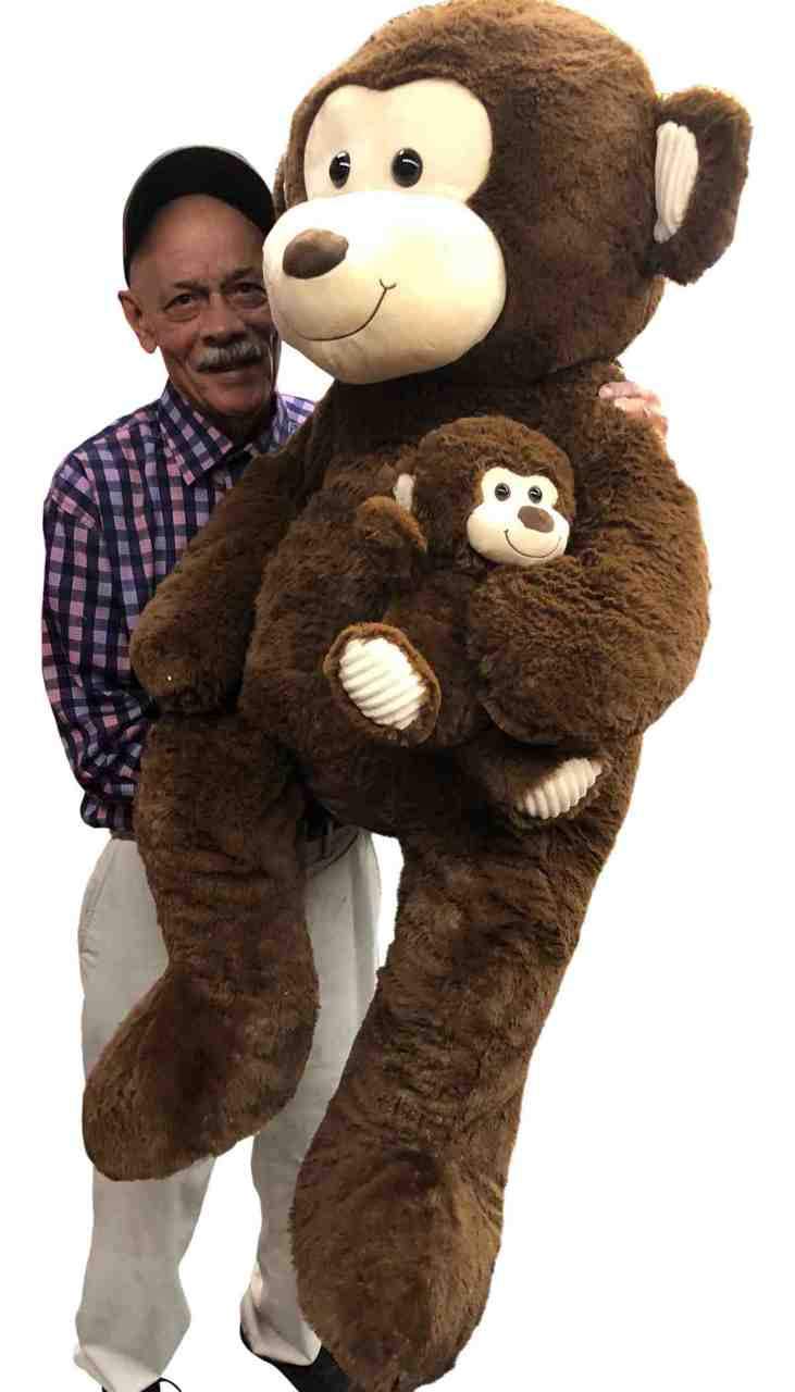 4 Foot Giant Stuffed Monkey Holding Baby 48 Inches Soft 122 cm Huge Cuddly