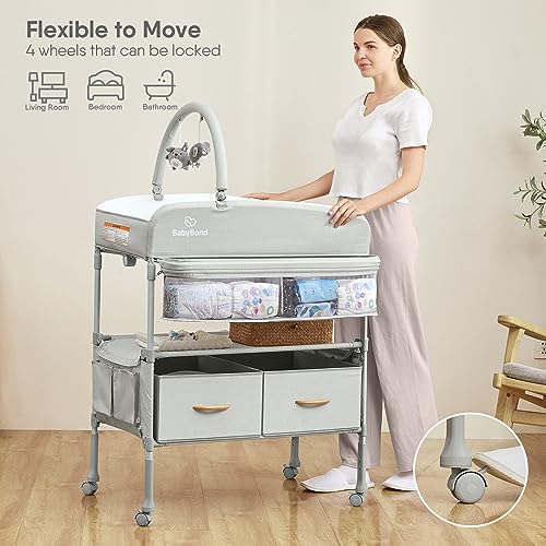 Portable Baby Changing Table with Storage Baskets