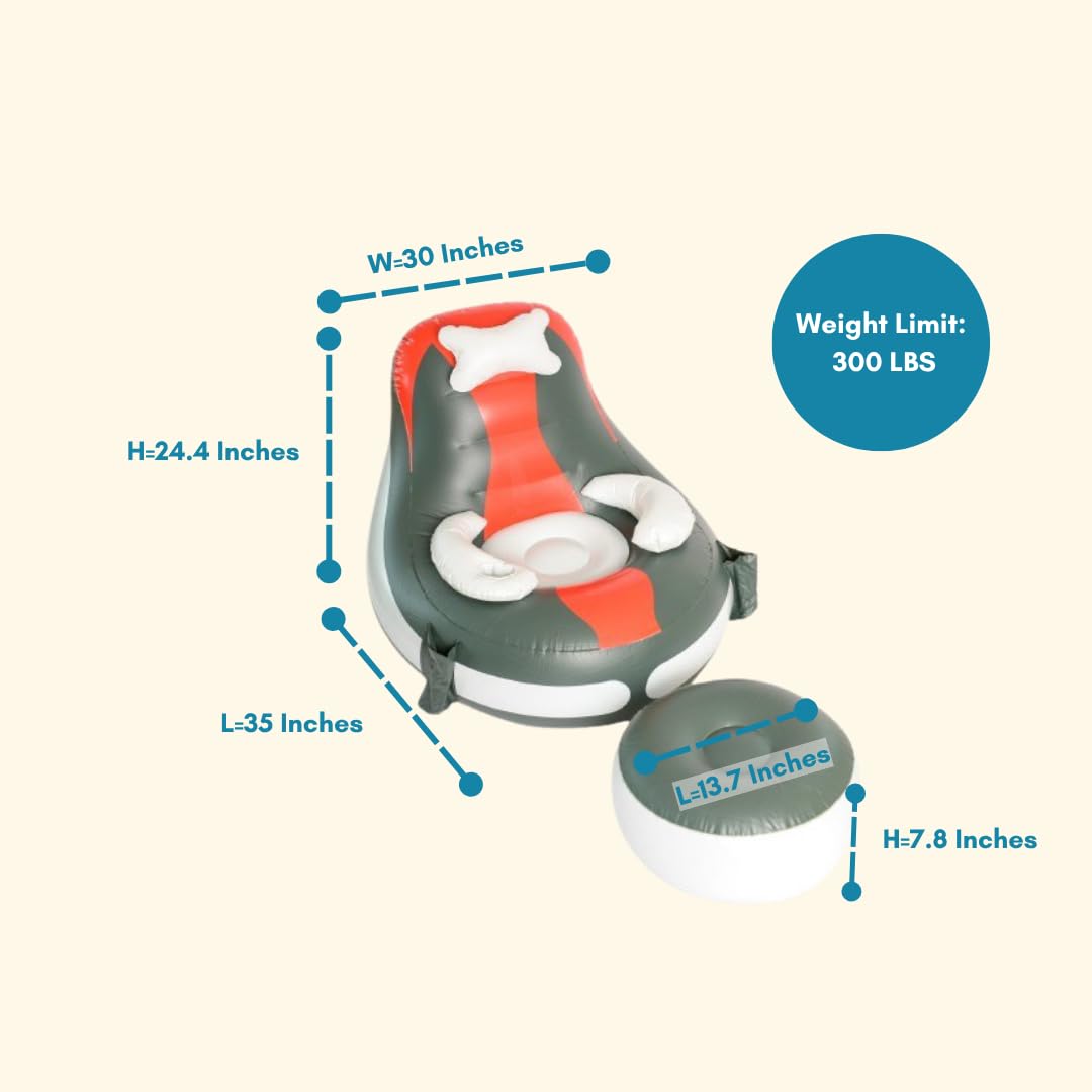 Inflatable Gaming Chair for Kids with Cup Holder and Storage Pockets