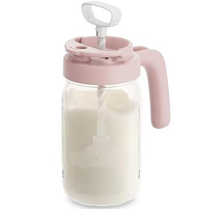 Glass Breastmilk Pitcher, Formula Mixing Pitcher with Mixing Handle Lid