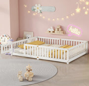 Queen Size Floor Bed for Kids with Door and Slats