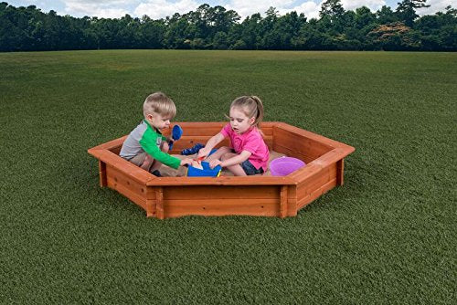 Wooden Sandbox w Seat Boards | Eco-Friendly Cover & Ground Liner