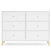 Essex 6 Drawer Dresser, Bianca White/Natural