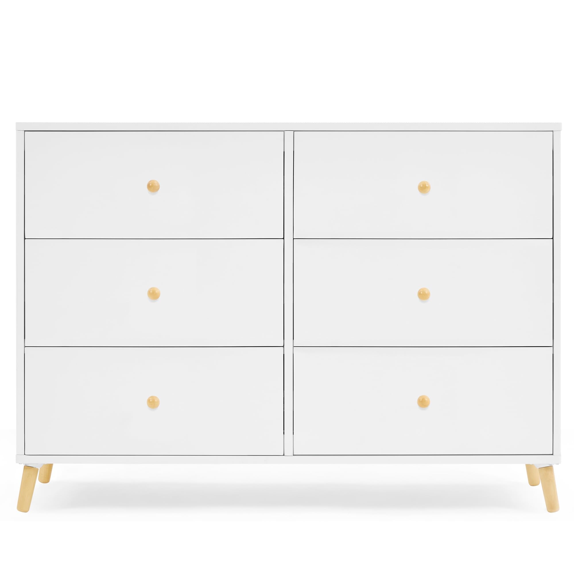 Essex 6 Drawer Dresser, Bianca White/Natural