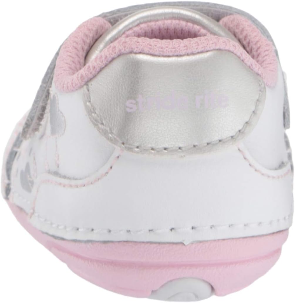 Stride Rite Baby-Girl's Soft Motion Adalyn Athletic Sneaker, White/Silver