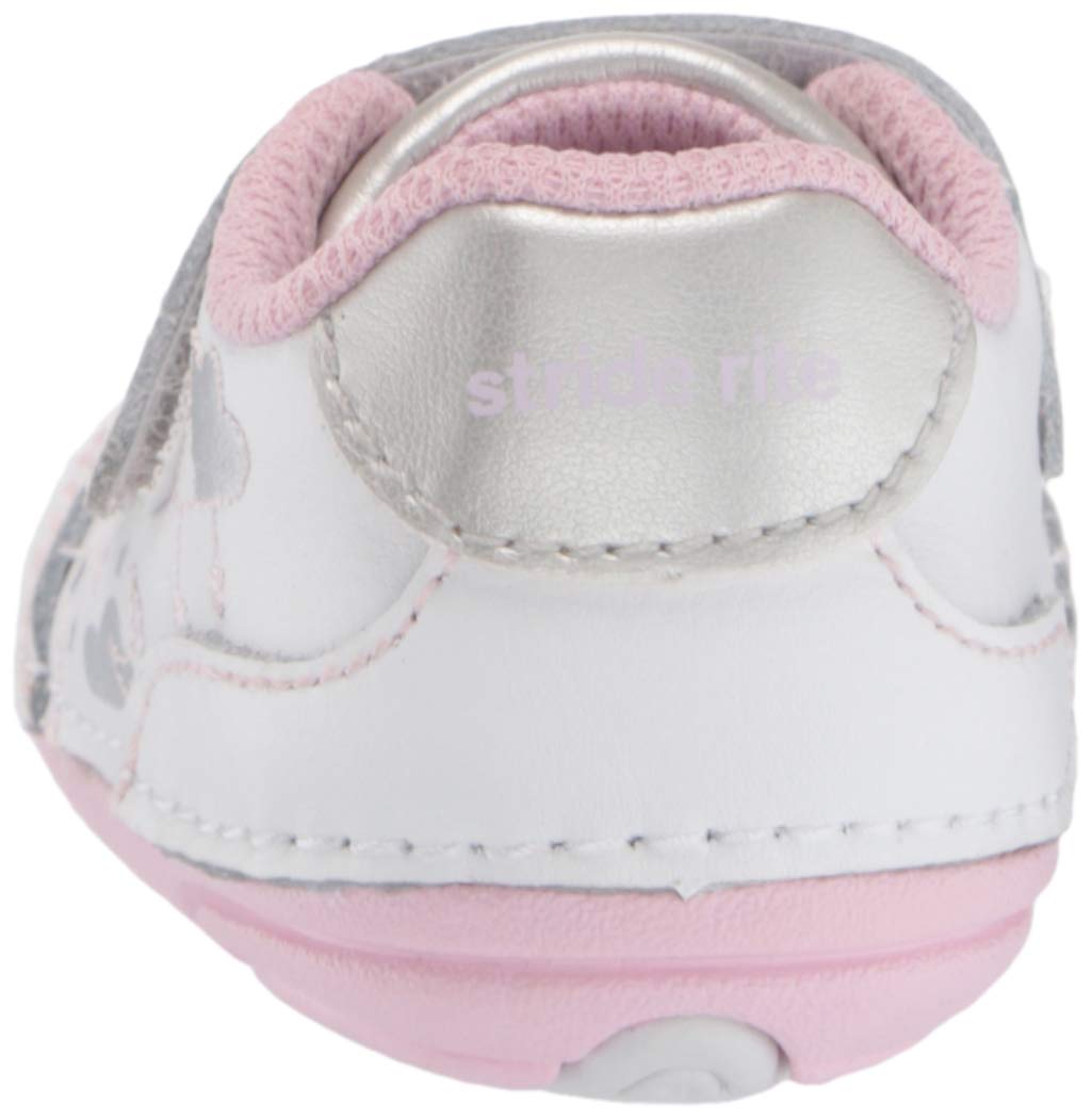 Stride Rite Baby-Girl's Soft Motion Adalyn Athletic Sneaker, White/Silver