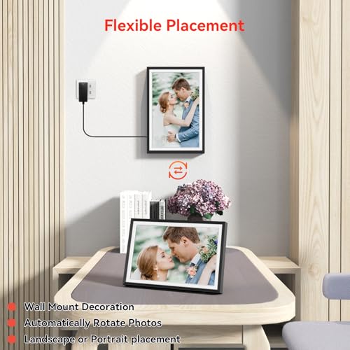 QOCEN Frameo 10.1 inch Digital Picture Frame, Smart WiFi Digital Photo Frame with 32G Memory, HD Touch Screen, Auto-Rotate, Slideshow, Easy Setup, Share Photos and Videos Anywhere