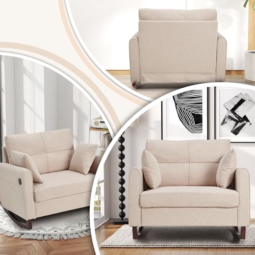 Oversized Nursery Rocking Chair with High Back and Side Pockets