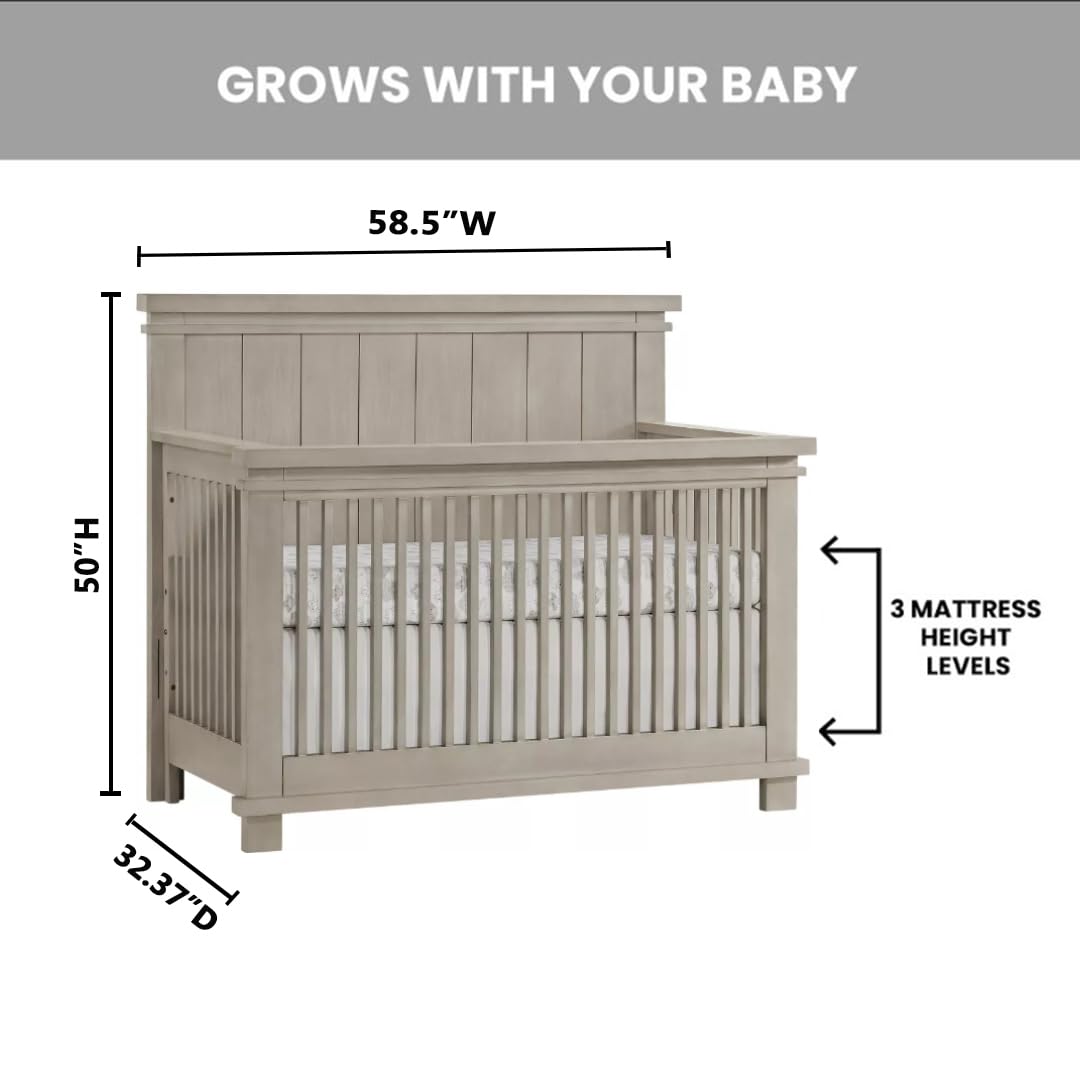 4-in-1 Convertible Crib with Shiplap Detail