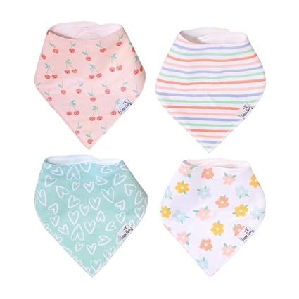 4 Pack Soft Cotton Baby Bibs for Drooling and Teething